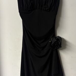 Y2K Vintage 2000's black Strappy Dress with rose detail